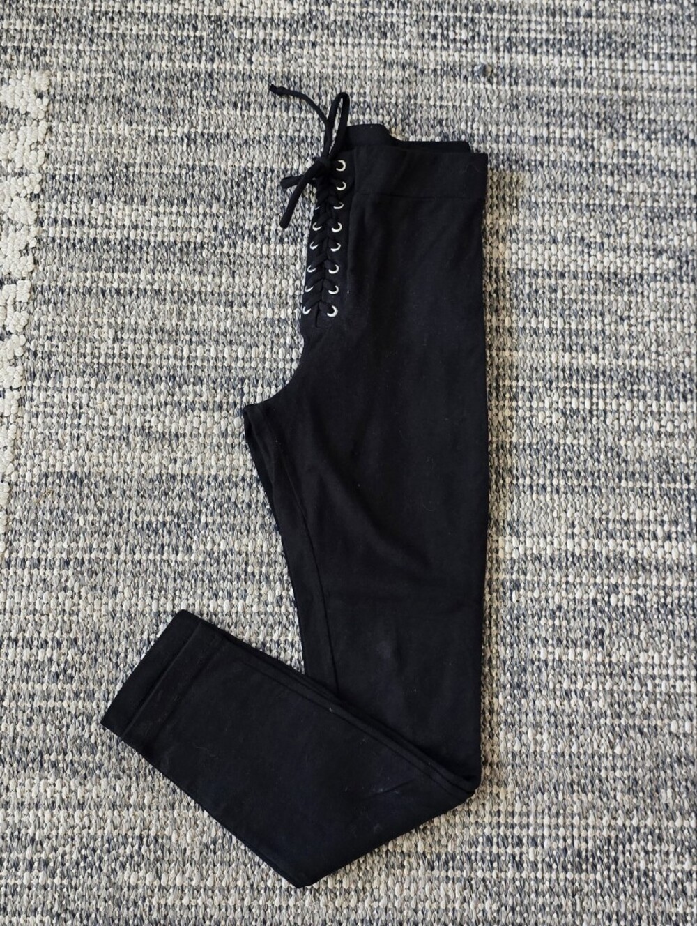 Kittenish Black Lace-Up Leggings